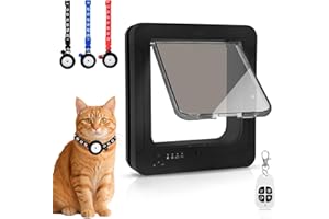 Smart Cat Door for Interior & Exterior, Flap Opening is 7.67’’ (H) by 7'' (W), RFID Cat Pet Door with 3 RFID Collar Sensor Ke
