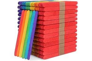WISYOK 1000 Pcs Colored Popsicle Sticks for Crafts, 4.5 Inch Colored Wooden Craft Sticks, Ice Cream Sticks, Rainbow Popsicle Sticks, Great for DIY Craft Creative Designs and Children Education