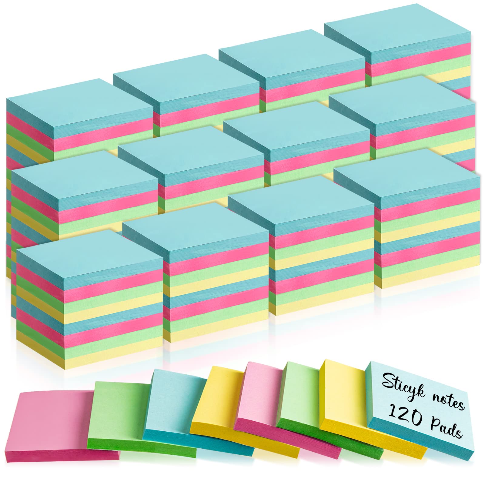 Photo 1 of 120 Pads Sticky Notes Bulk 1.5 x 2 Inch Mini Self Stick Note Small Assorted Bright Colors Paper Memo for Office School Notebook Supplies 50 Sheets/pad (Classic Color)