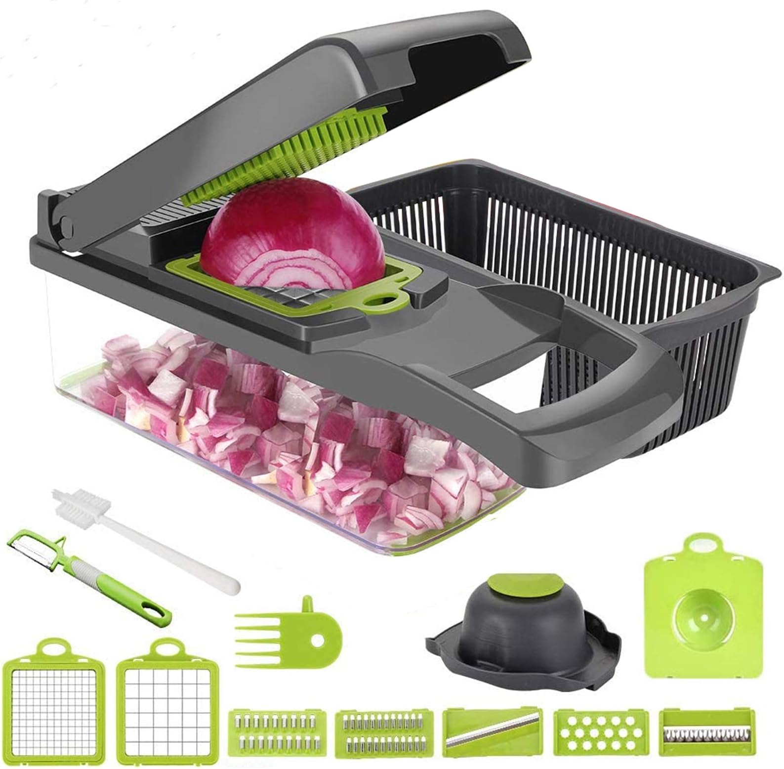 Vegetable Chopper Dicer Yibaision Food Choppers And Dicers Veggie Chopper Dicer, Heavier Duty 8 Multi Vegetable Cutter For Onion Potato Tomato Cheese Fruit Salad