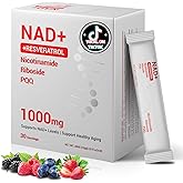 NAD Supplement 1000mg with Resveratrol Pure Organic Liquid Packets - Nicotinamide Riboside Supplements with PQQ - Liposomal NAD+ Berry Flavor Drink - Cellular Energy & Anti-Aging Support, 30 Packs