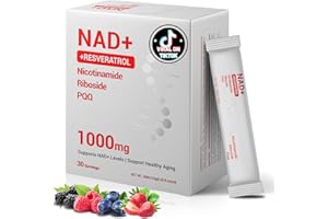 YYURAURB NAD Supplement 1000mg with Resveratrol Pure Organic Liquid Packets - Nicotinamide Riboside Supplements with PQQ - Liposomal NAD+ Berry Flavor Drink - Cellular Energy & Anti-Aging Support, 30 Packs