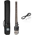Batking Travel Electric Guitar Headless 6 String Guitar One-piece Canada maple neck through body design Double Locking Tremolo Bridge with Gigbag Black