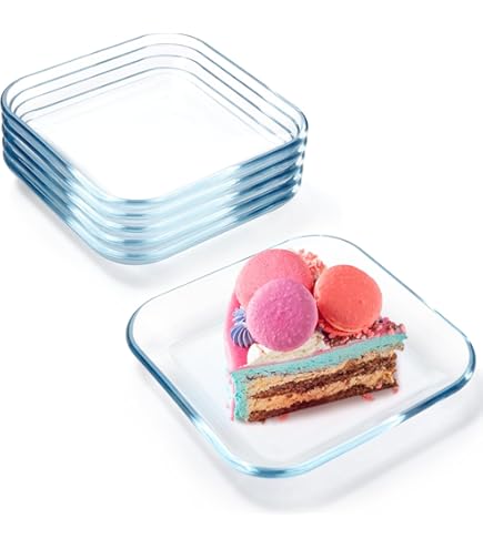 Glass Square Plate - 5.9" D - Square - Set Of 6 - By Barski - European