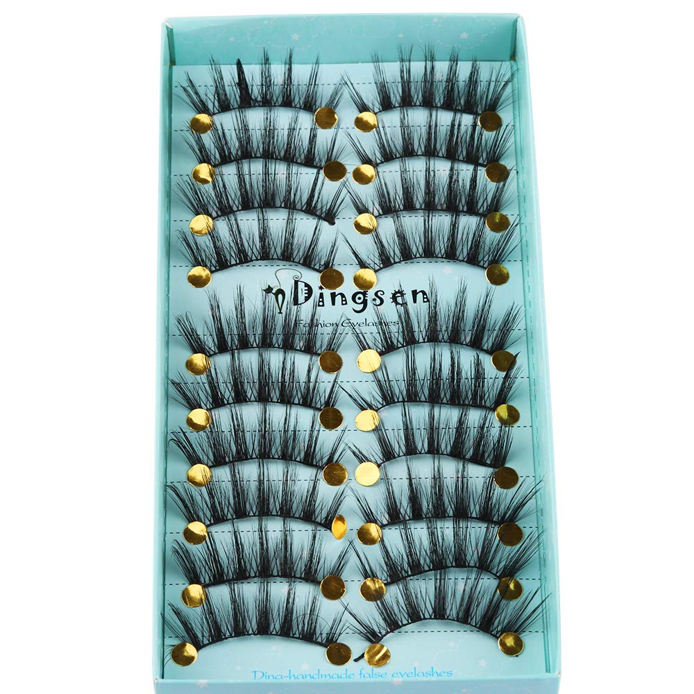 10 Pairs 3D Soft Faxu Mink False Eyelashes Crisscross Wispy Fluffy Lashes Extension Eye Makeup Tools Handmade Eyelashes (A03)