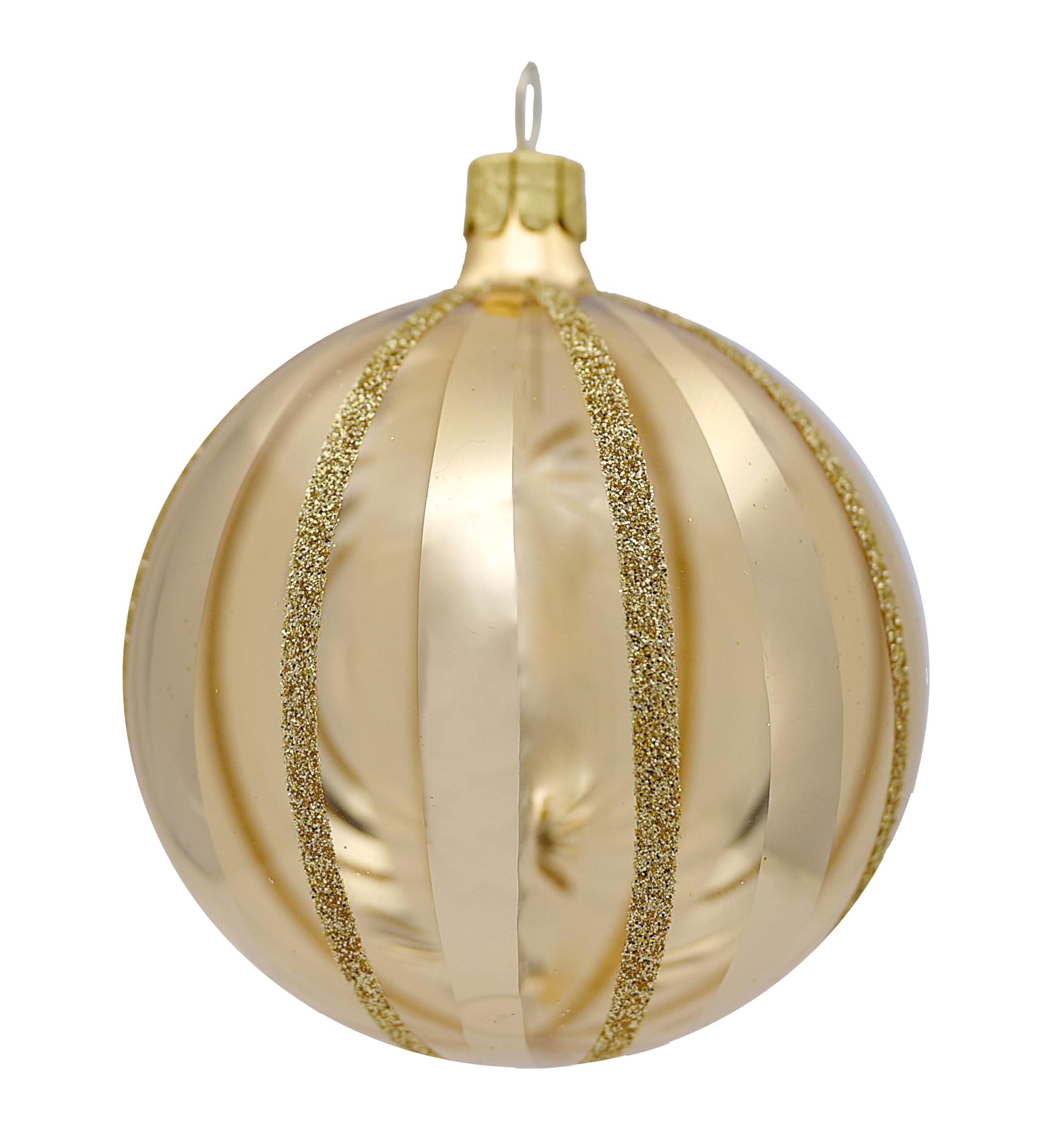 Set of 6 Baubles (Diameter 8 cm) Hand-Blown and Decorated Glass Baubles for Christmas Tree Decoration