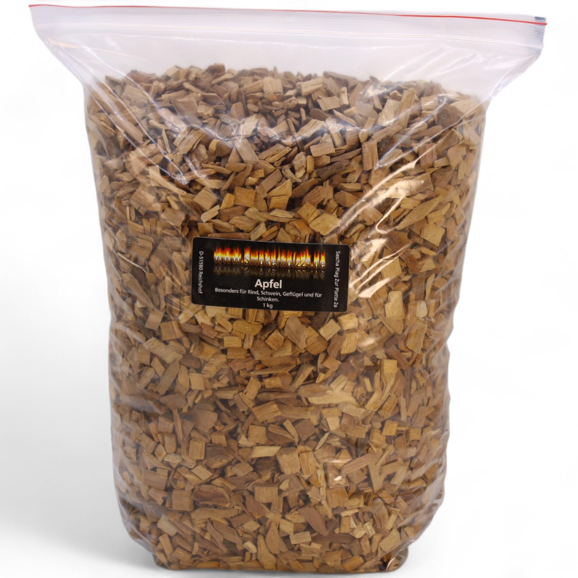 Apple Smoking Chips 1 kg for Smoker and Kettle Barbecue Wood Chips (4-10 mm) Natural Wood from PEFC Forestry - HACCP Certified
