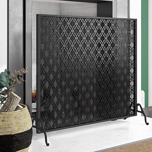 Pantalla de Chimenea de Hierro Moderna, Pantalla de Fuego de Malla de