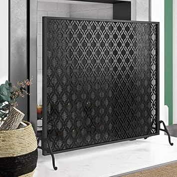 Pantalla de Chimenea de Hierro Moderna, Pantalla de Fuego de Malla de
