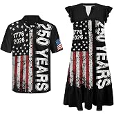 Gekhuqory His and Hers Matching Hawaiian Outfits Mens Button Down Shirt Flowy Tiered Midi Dress