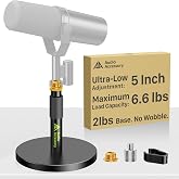 AA AUDIO ACCESSORY Short Mic Stand Desk, Ultra Low 5 Inch Adjustable | 6.6lbs Load Capacity, Metal Desktop Microphone Stand Table for Shure SM7B SM7dB MV7+ MV7X MV6, Fifine Yeti Rode PodMic MAONO
