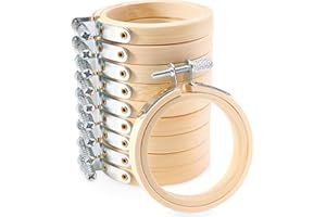 Caydo 10 Pieces 2.2 Inch Mini Embroidery Hoops Adjustable Circle, Cross Stitch Hoop Ring for Embroidery, Art Craft Handy Sewing, and Home Decoration