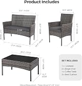 Panana Rattan Garden Furniture 4 Piece Set Grey Cushions view 2