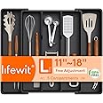 Lifewit Cooking Utensil Drawer Organizer, Expandable from 11 to 18 inches, Adjustable Cutlery Silverware Tray, Utensil Crock 