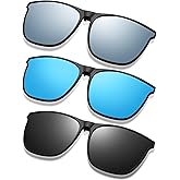 Frienda 3 Pair Oversize Clip-on Sunglasses Large TR90 Frame Flip up Driving Glasses for Women Men