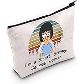 TSOTMO Tina Belcher Zipper Makeup Case Burgers Inspired Gift For Tina Fans Cartoon Gift Burger Gift Cartoon TV Show Merchandise Gifts For Women (I'm a Smart)
