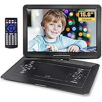 17.9 Portable DVD Player with 15.6" HD Swivel Large Screen, DVD Player Portable with 6 Hrs 5000mAh Rechargeable Battery, Sync