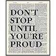 Motivational Don't Stop Dictionary Art, Wall Decor Picture - 8x10 Upcycled Home Decoration Poster Print for Office, Apartment, Living Room, Gym, Studio - Inspirational Gift for Entrepreneur, Athlete