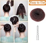 Sularpek Brown Hair Donut Bun Maker Set with Hair Pins & Ties for Women Girls view 3