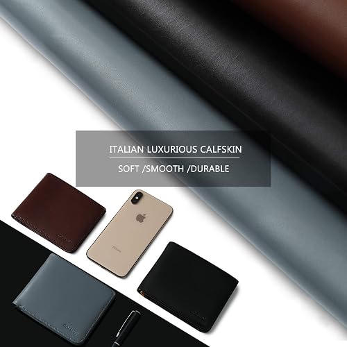 Men's Slim RFID Blocking Wallet - Italian Calfskin Leather Front Pocket Minimalist Wallet With Ladder Card Slots