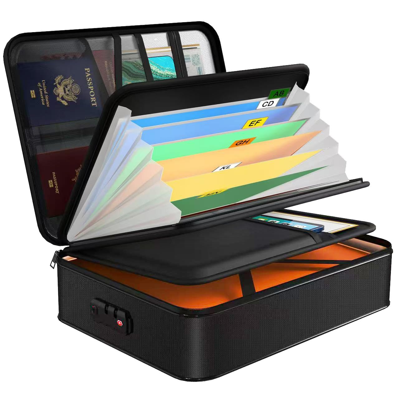 Noiposi Fireproof Document Box with 5200℉ Heated Insulated, Waterproof and Fireproof Document Storage with Lock,Home Safe Storage Document organiser Case for A4 Important Documents,File and Deed