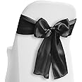 Lann's Linens - 30 Elegant Satin Wedding/Party Chair Cover Sashes/Bows - Ribbon Tie Back Sash - Black