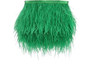 AMZTKDIY Ostrich Feathers Sewing Fringe Trim Ribbon for Crafts Clothes Accessories Latin Wedding Dress DIY 2 Yards 4-6inch Width (5 Yards, Green)