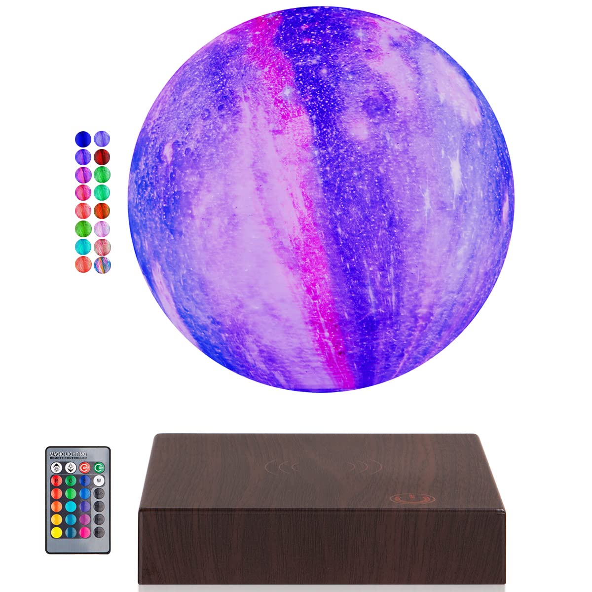 UVEHAS Levitating Galaxy Moon Lamp - 16 Colors Magnetic Levitation Floating 3D Moon Light, with Remote Control Spinning in Air LED Galaxy Night Lights for Office Home Decoration Gift — image 1