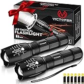 Victoper LED Flashlight 2 Pack High Lumens, 6 AAA Battery Tactical Flashlight Torch Light with 5 Modes Zoomable, Adjustable W