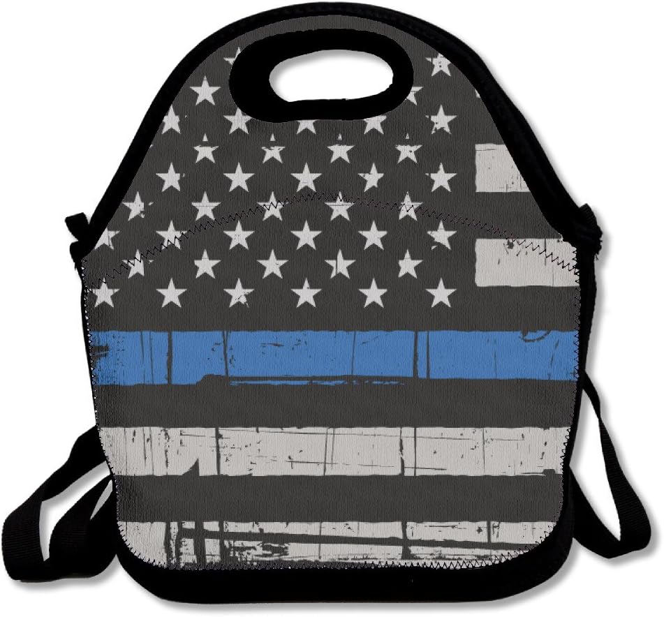Distressed Thin Blue Line Flag Lunch Bag Box Tote Bag