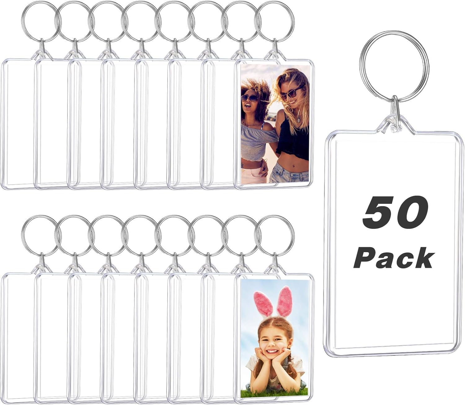 50 Pieces Acrylic Photo Frame Keychain, Personalized Insert Photo