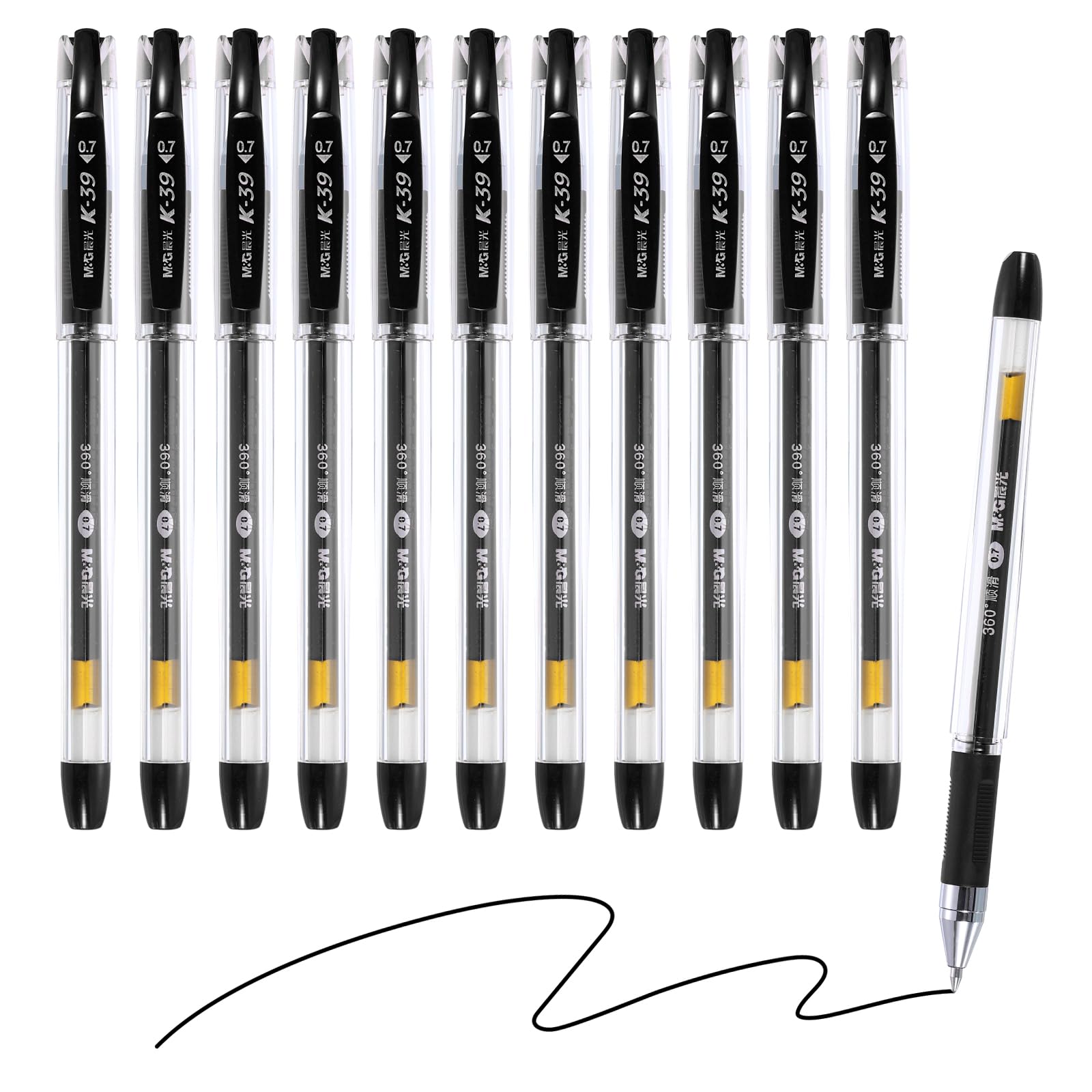 M&G Gel Pen Medium Point 0.7mm, 24 Pack Quick Dry Smooth Black Gel Ink Rollerball Pen for Home Office Writing Note Taking Journaling Business, Style 5
