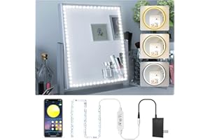 Daymeet LED Vanity Lights for Mirror,13ft Led Vanity Mirror Lights Kit Dimmable Color and Power Supply Brightness Lighting Fixture Strip Lights for Mirror APP Control for Makeup Vanity Table Bathroom