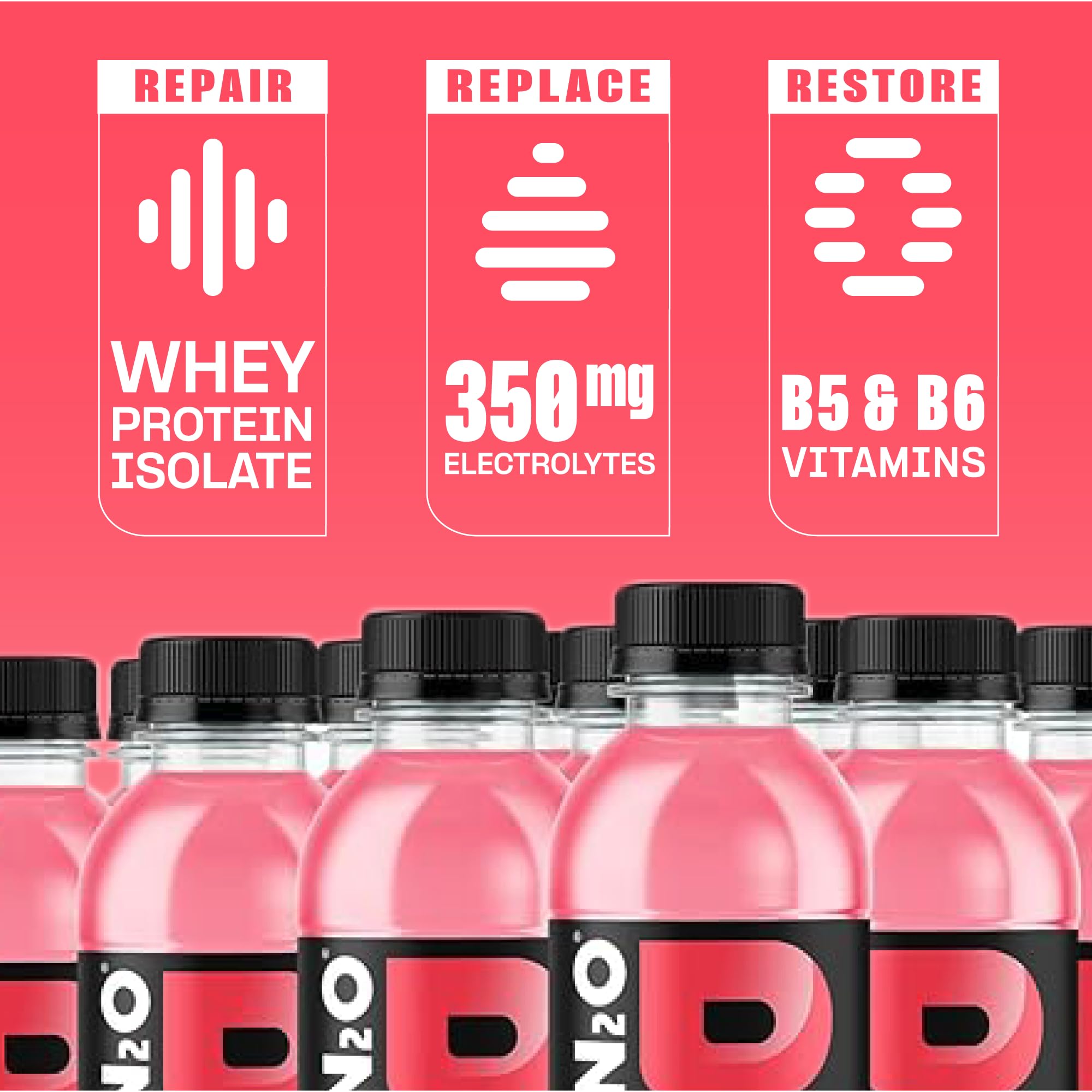 Protein2o Hydration Drink - 2-in-1 Liquid Clear Whey Protein Isolate and Electrolyte Drink - 20g Protein, Vitamins B5, B6 - Post-Workout Recovery - 16.9 Fl Oz - 12 Count Strawberry Watermelon
