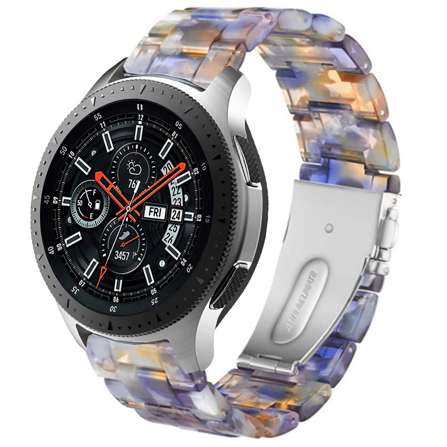 DEALELE Strap Compatible with Samsung Galaxy Watch 46mm / Galaxy 3 45mm, 22mm Colorful Resin Bands for Huawei Watch GT5 / GT5 Pro / 4/4 Pro / GT4 / 3/3 Pro / GT3 / GT2 46mm Women Men (Ice blue)