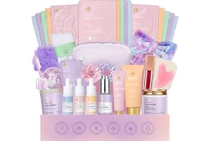 RA ROSA ACCA Christmas Gifts for Women, 38 Pcs Skin Care Face Sheet Mask, Bath & Body Spa Gift Set, Self-Care Relaxation Pampering Gift Basket, Bath Bomb, Eye Mask, Face Serum, Lip Gloss, Mother Day, Birthday