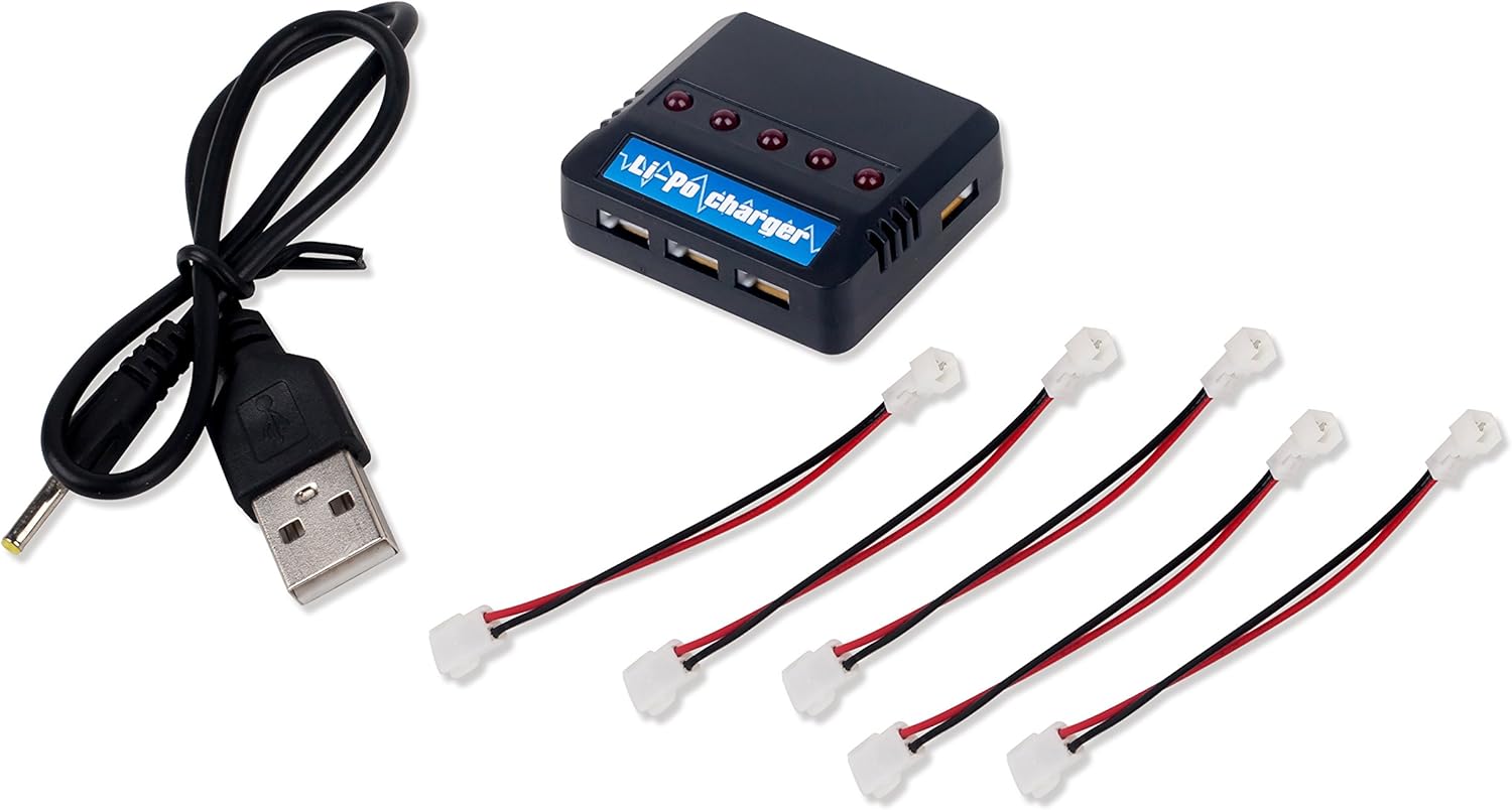 150mah 1s 3.7v 25c Lipo Battery (5 Port Charger): Home Improvement