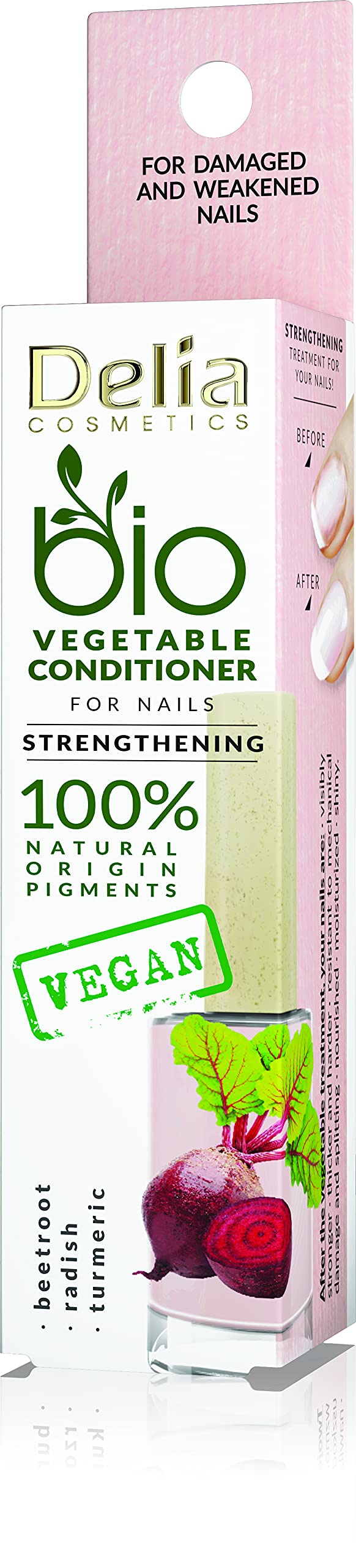 Delia Cosmetics - Bio Nail Oil - Vegan Nail Conditioner - Damaged and Weakened nails - Natural Replenishment - Strengthening, Nourishing, Moisturizing - 11 ml