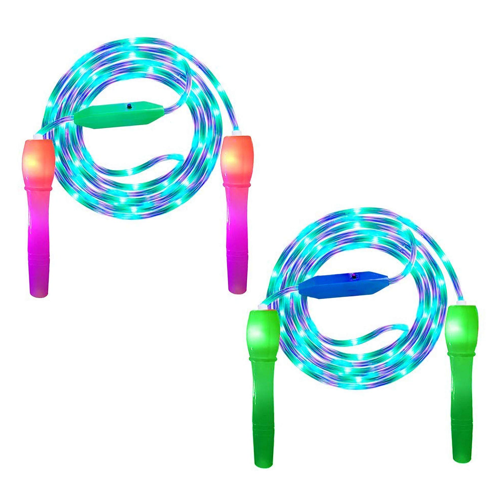 iPobie 2 Pcs LED Light Up Skipping Ropes,2 In 1 Fitness Illuminated Skipping Rope Skipping Ropes for Night,Adult Kids Fitness Keeping Fit.