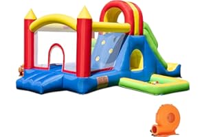 HuaKastro Large Bounce House for Big Kids – Inflatable Playground with Tall Slide, Climbing Wall, Water Pool, Bouncy Ball Pit, Tunnel, Ring Toss Cones, Perfect for Backyard Party Family Gatherings