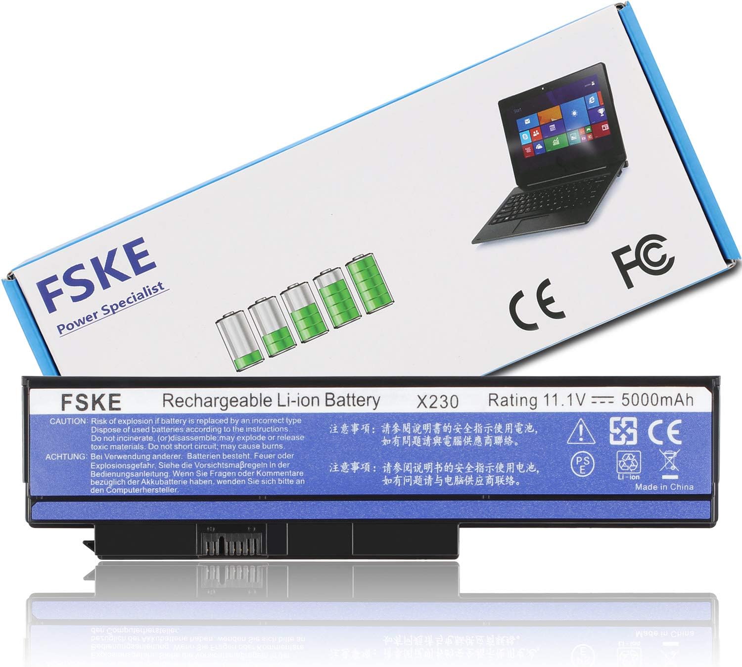 FSKE Battery for Lenovo 0A36307 0A36306 0A36281 0A36283 45N1025 42T4942,Lenovo ThinkPad X220 X220I X220S X230 X230I Notebook,11.1V 5000mah 6-cells