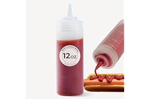12 Ounce Condiment Squeeze Bottle, 1 with Lid Plastic Squeeze Bottle - Precison Dispensing Tip, Flexible, Clear Plastic Squee