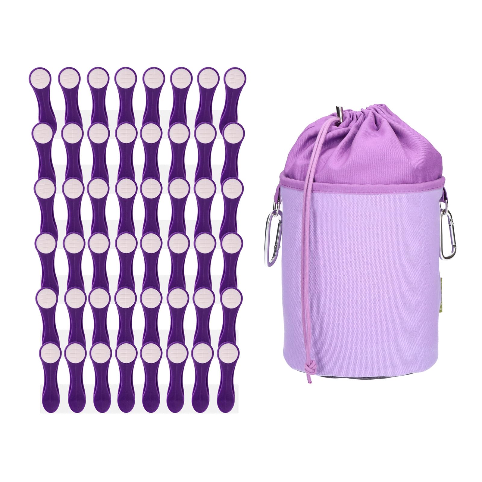 trendfinding 48 Clothes Pegs Laundry Clips with Stainless Steel Compression Springs and Soft Touch Lilac White 1 Canvas Clothes Peg Bag Purple Grey