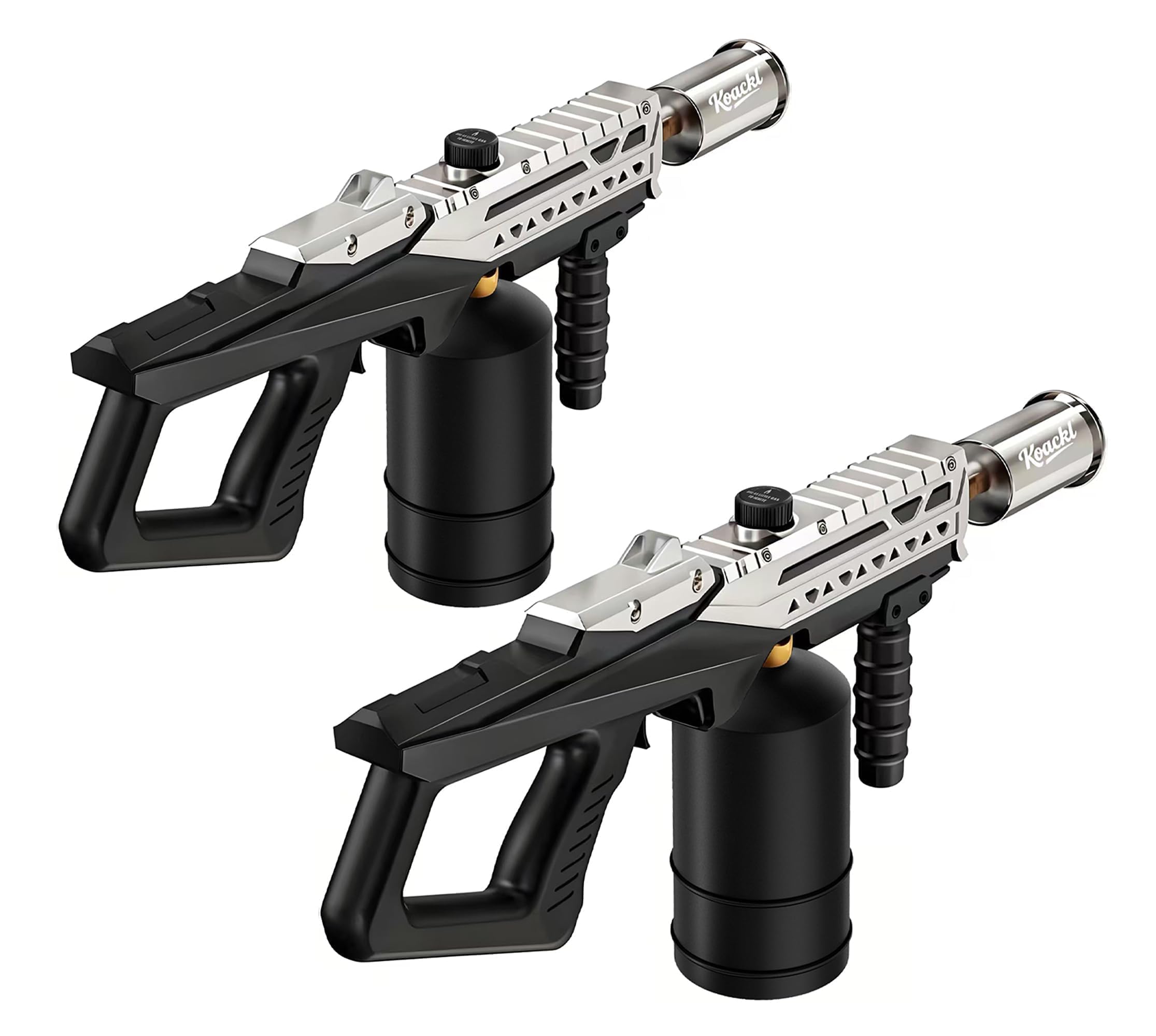 Koackl Powerful Propane Torch Gun 2 Pack, Kitchen Torch with Adjustable Flame, Flamethrower Blow Torch Gun Gas Welding Kits for BBQ, Searing Steak, Camping & Charcoal Torch Lighter(Tank Not Included) Image