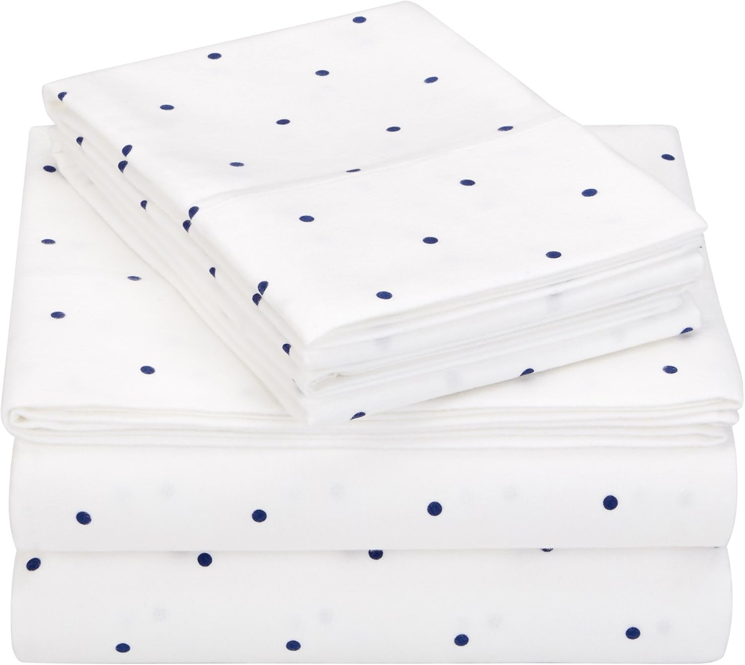 Pinzon 170 Gram Flannel Cotton Bed Sheet Set, Queen, Grey Dot: Home & Kitchen