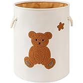 Kids Laundry Basket Nursery Hamper Baby Laundry Basket Stuffed Animal Toys Storage Baskets for Toddler Room Decor, Dirty Clothes Hampers with Drawstring Closure for Bedroom/Living Room/Nursery, Bear