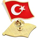 2/12/50/100Pcs Turkey Flag Lapel Pins Bulk Enamel Souvenir- Metal Turkish Brooch Badge for Men Women Clothes Bags Hats