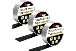 Bghdas - 3 Pack Butyl Sealant Tape 2" X 90' - Double Sided - Black Vapor Barrier Butyl Tape for Wall of Crawl Space, Rv Windows, Deck Boat, Crawlspace (Waterproof, Weatherproof)