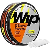 Wip Energy Pouches, Sugar Free Blend with 200 MG Natural Caffeine, B Vitamins, Minerals & L Theanine for Energy Support, Pre Workout for Active Lifestyles, Orange Citrus, 1 Can, 15 Pouches