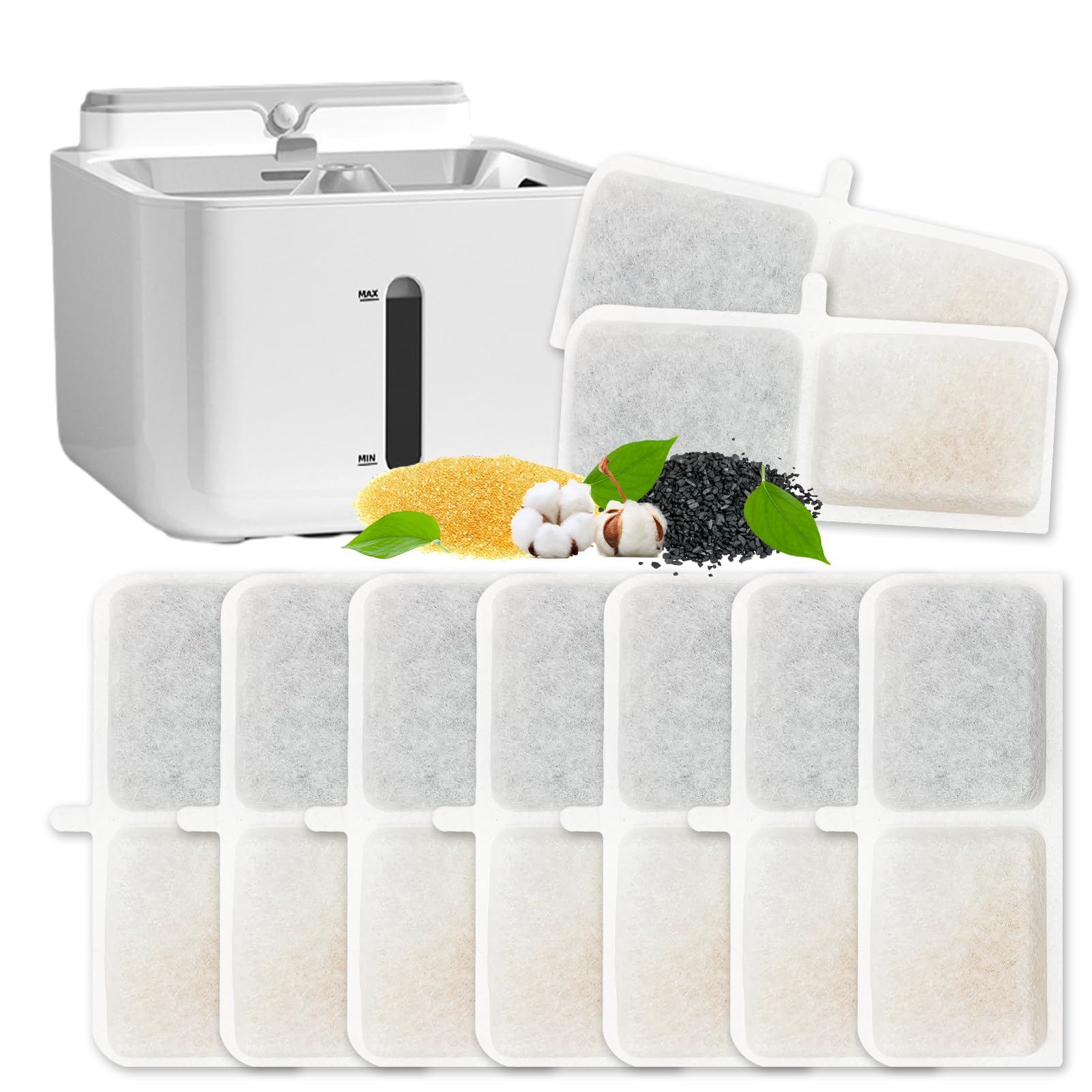 9 x Cat Fountain Filter, 3.2 L Filter Cat Fountain Drinking Fountain for Cats and Dogs, Filter with Resin and Activated Carbon for Cats and Dogs, Replacement Filter Water Fountain for Cats